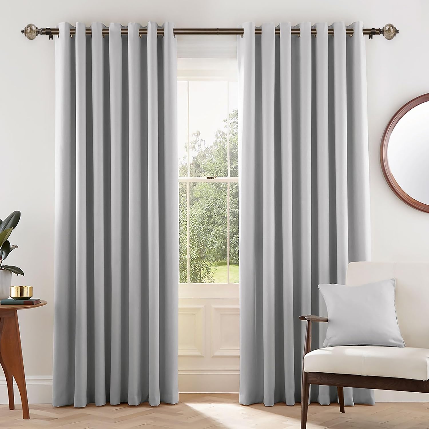 1 Inch Curtain Rods for Windows Bronze Heavy Duty Curtain Rod, Adjustable Long Drapery Rods