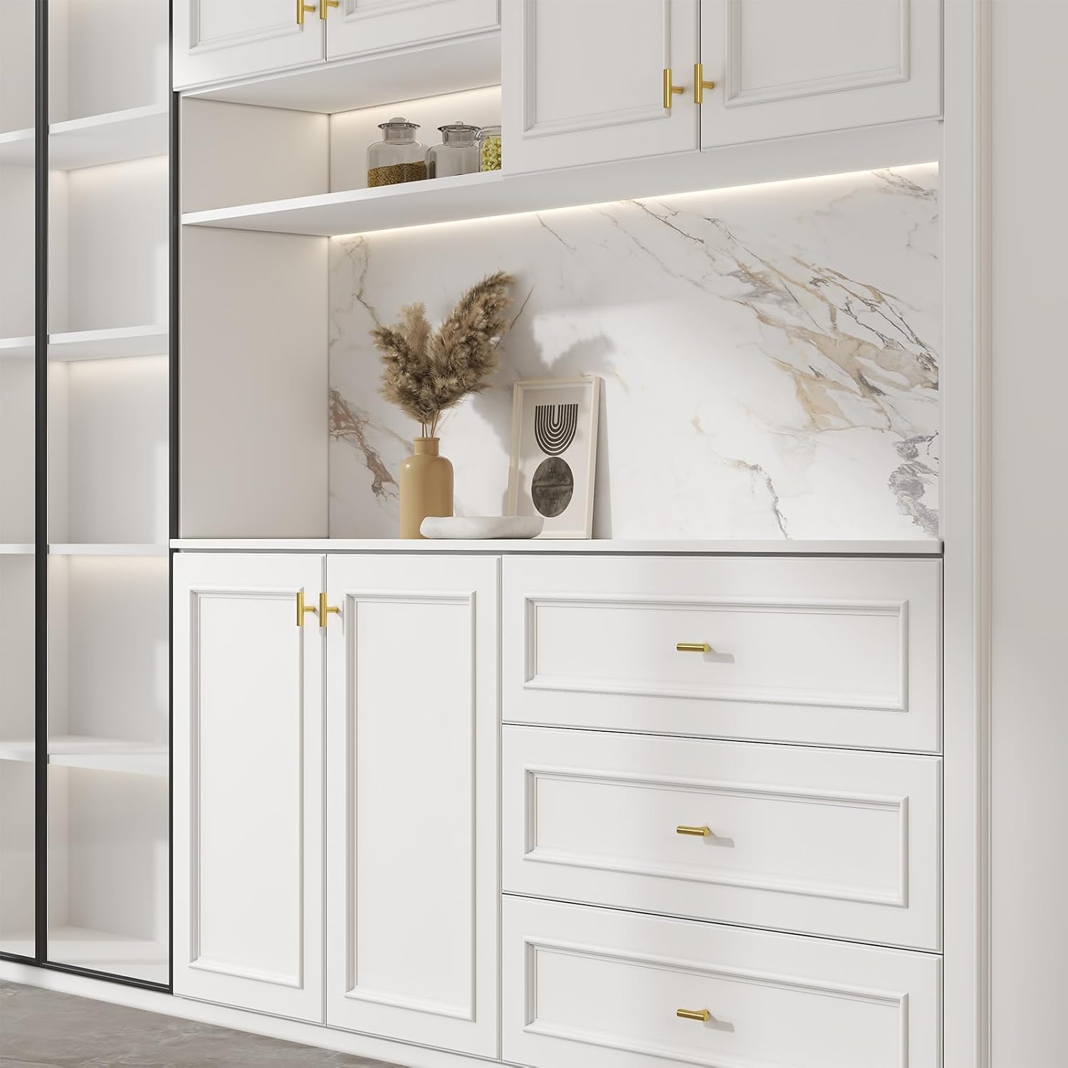 10 Pack Gold Cabinet Knobs Brushed Brass Drawer Knobs Gold Dresser Hardware - LS201GD Single Hole Handles Doors Closet