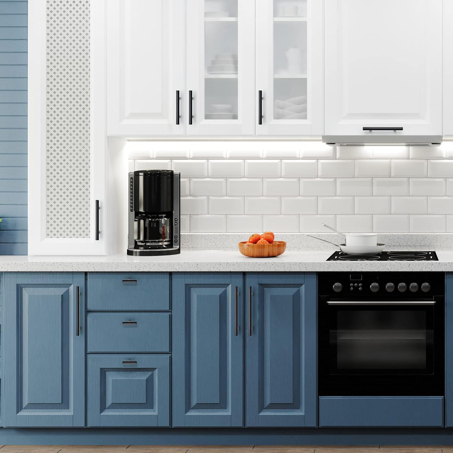 10 Pack Cabinet Handles with 3 Inch (76mm) Hole Center Matte Black Cabinet Pulls Stainless Steel Drawer Pulls, Kitchen