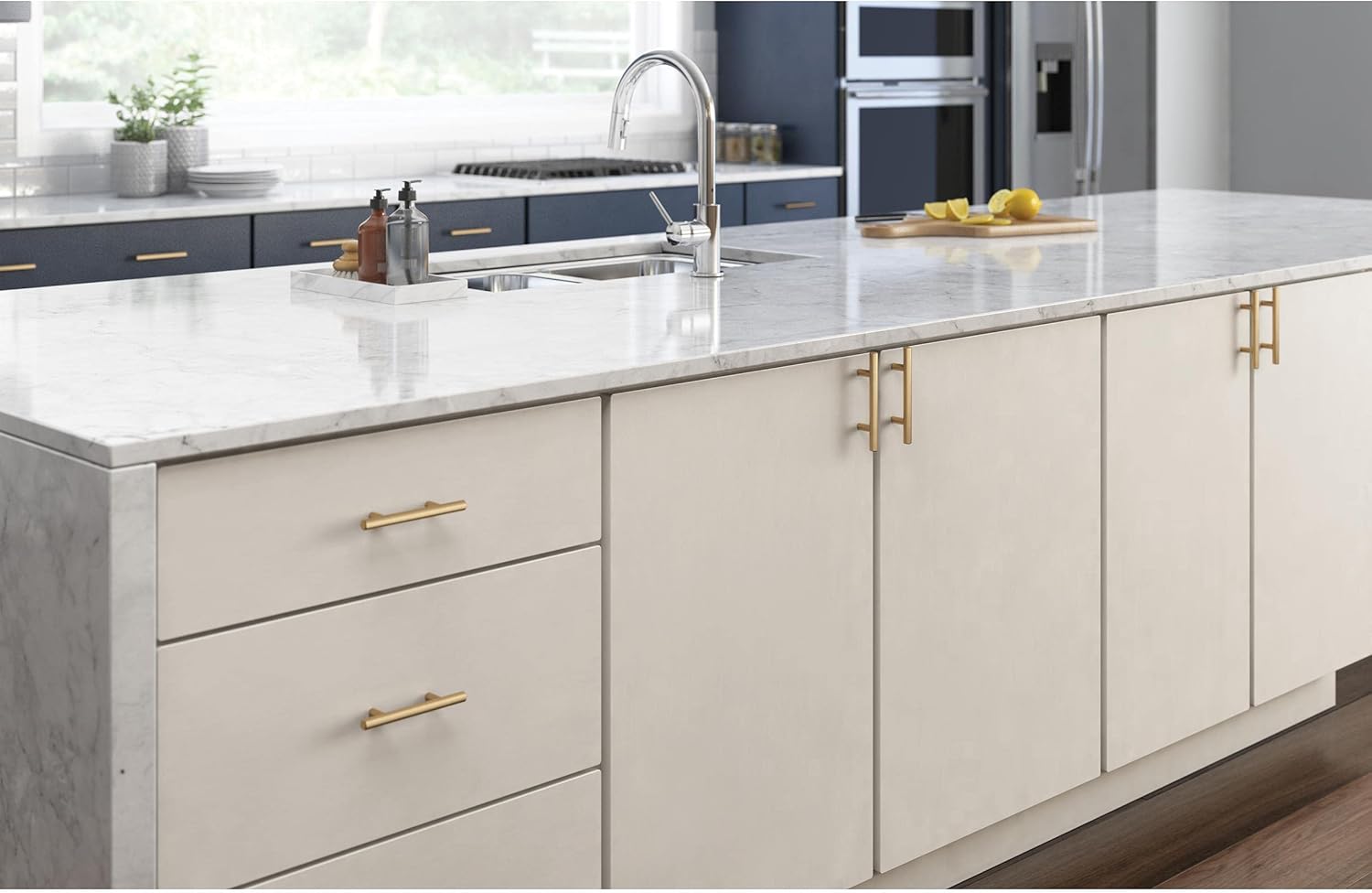 (10-Pack) - Champagne Bronze Cabinet Handles, 3 Inch Hole Center, Modern Pulls for Drawers, Kitchen Cabinet Door