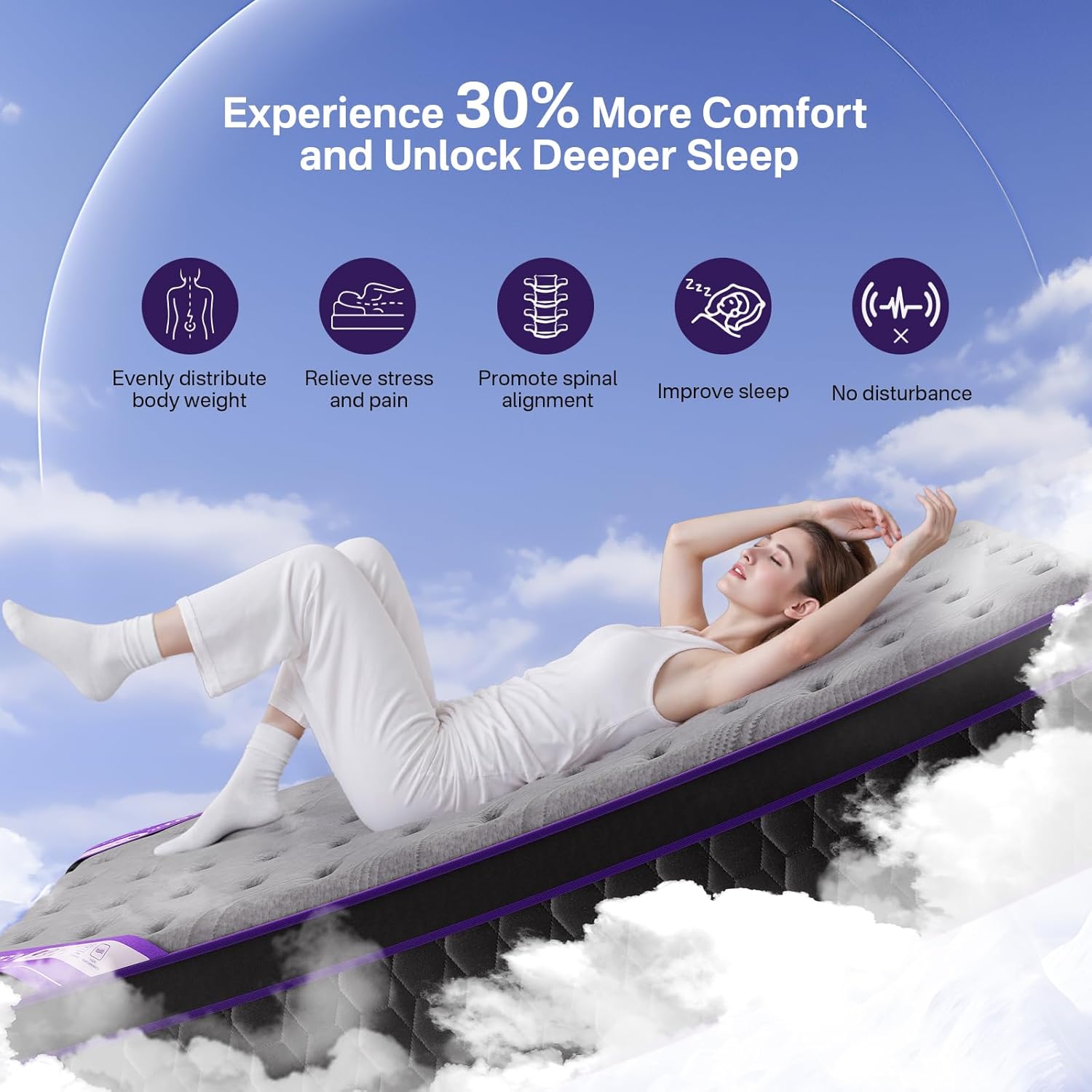 (Luxury Hotel) 14 Inch King Size Hybrid Mattress in a Box, Medium Firm | (2026 Upgraded) Mattress with Cooling-Gel