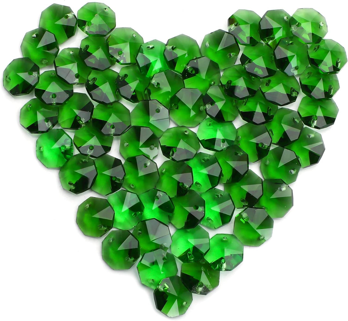 100 Pcs 14mm Green Octagon Crystal Beads Suncatcher Chandelier DIY