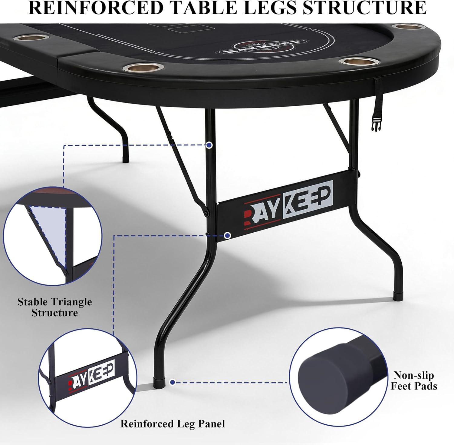 10 Player Poker Table Foldable, 84" Folding Blackjack Texas Holdem Table, Portable Casino Leisure Card Board Game