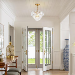 1-Light Modern Glass Pendant Light Gold Finish, Vintage Pendant Chandelier for Entryway, Unique Hanging Light Fixture