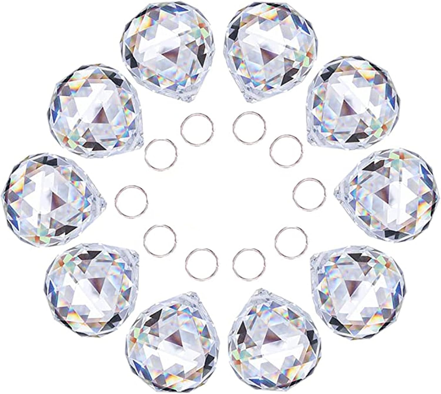10 Pcs 30mm Clear Crystal Ball Prism Chandelier Ceiling Lamp Pendants Decor - Crystal Ball Prism Pendants 30mm Clear
