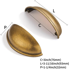 10 Pack 3" Drawer Pulls Antique Brass Cabinet Cup Pulls Kitchen Hardware Cabinet Handles Drawer Handles Knobs 3 inch