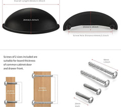 10 Pack 2.5 Inch Kitchen Cabinet Handles Matte Black Drawer Pulls Cup Pulls Kitchen Hardware Dresser Drawers Handles