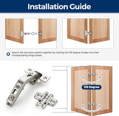 1 Pair 2 Pack Kitchen Cabinet Hinges, 135 Degree Kitchen Door Hinges Compatible with Lazy Susan Corner Cupboard .Full
