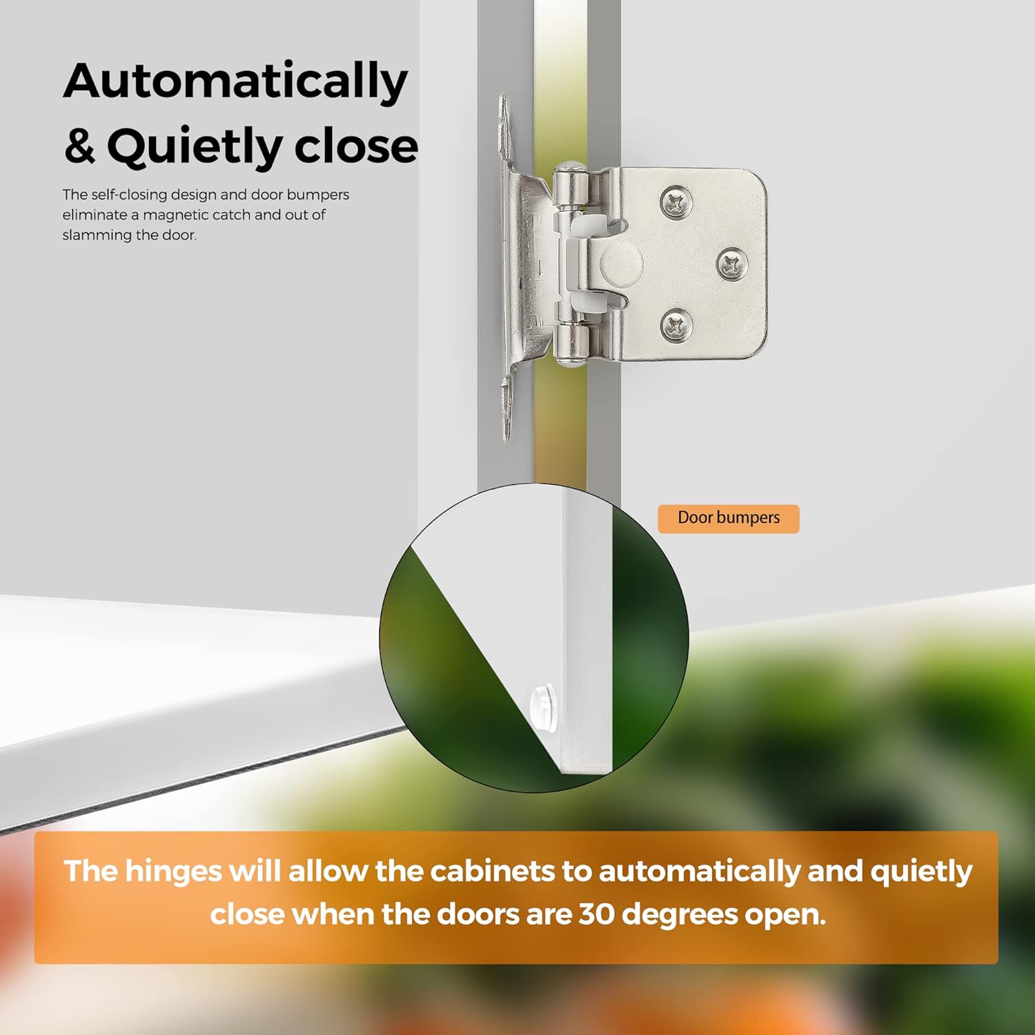 10 Pack 5 Pairs 1/2 Inch Overlay Cabinet Door Hinges Kitchen Satin Nickel Semi-Concealed Face Mount Self-Closing