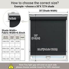 100% Blackout Indoor Cordless Roller Shades for Windows,Room Darkening Rolled Up Blinds with Spring System,Thermal