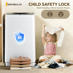 1.06 Cu.Ft. Portable Washing Machine, 7.7LBS Full-Automatic Laundry Washer with Stainless Steel Drum, 10 Wash Cycles &