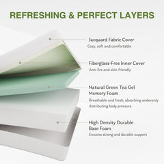 10 Inch Queen Mattress, Memory Foam Mattress in a Box with Cooling Green Tea Gel, Relieve Pressure with Medium Firm