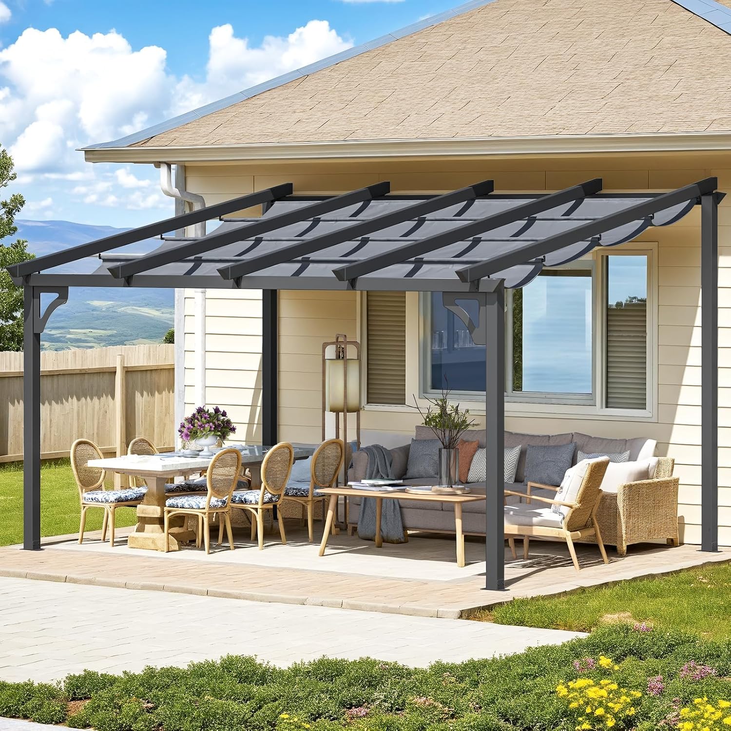 10' x 14' Gazebo Pergola for Patio, Adjustable Sun Shade Canopy Roof