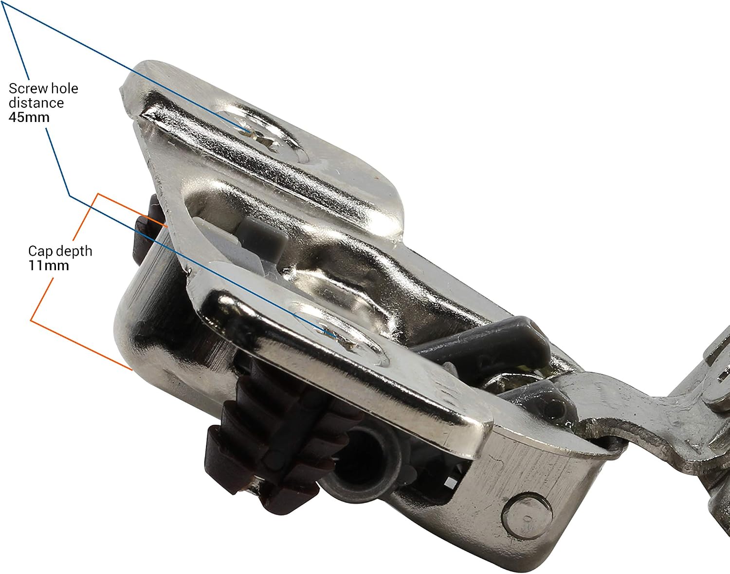 1-1/4" Overlay Soft Close 105 Degree 2 Cam Press in Face Frame Concealed Cabinet Hinge 6-Way Adjustable E8Q115NH (10