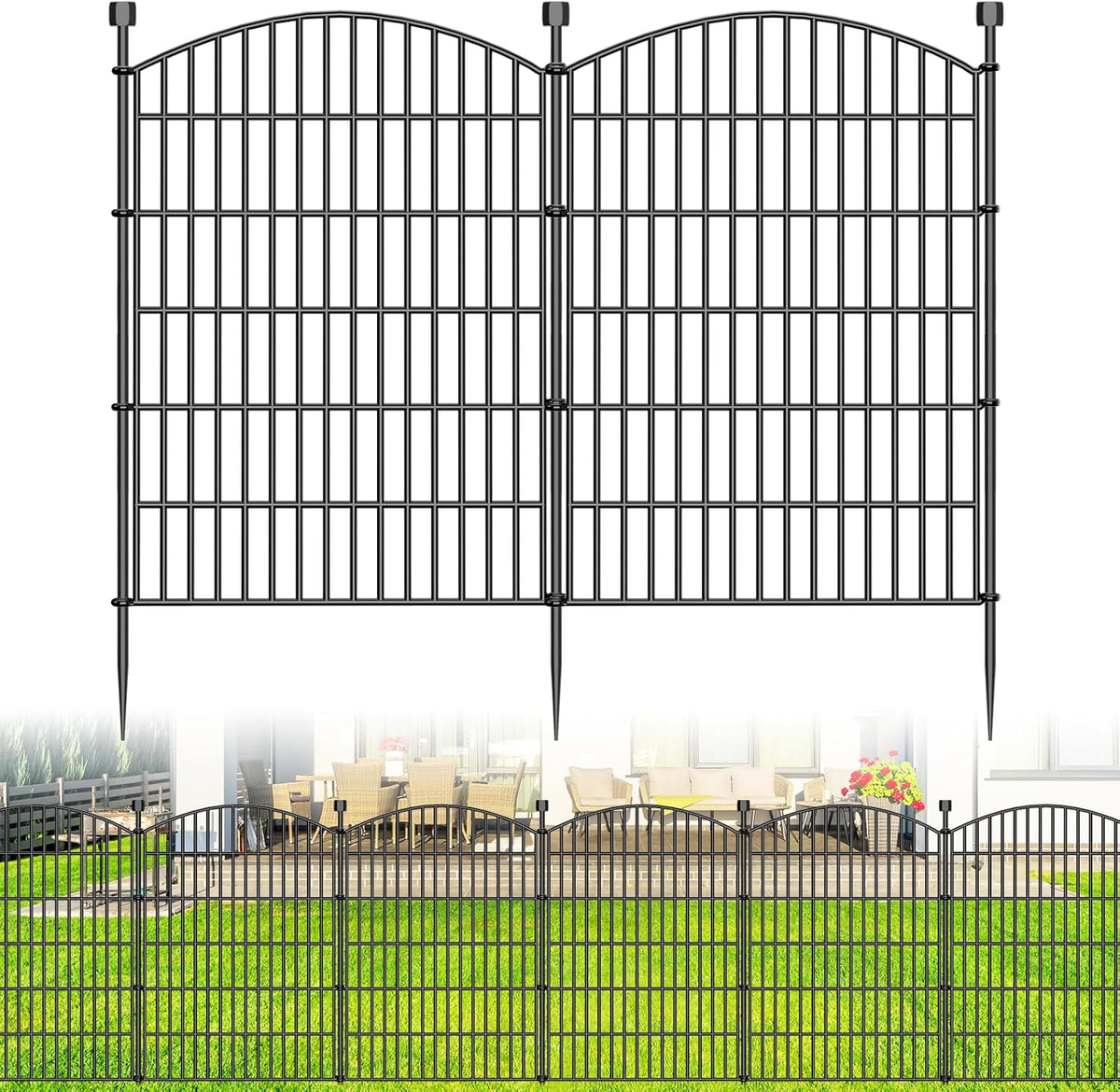 10 Panels No Dig Decorative Garden Fence - 40 in (H) x 23.6 ft (L), Dog Fence Outdoor for Yard,Rustproof Metal Animal