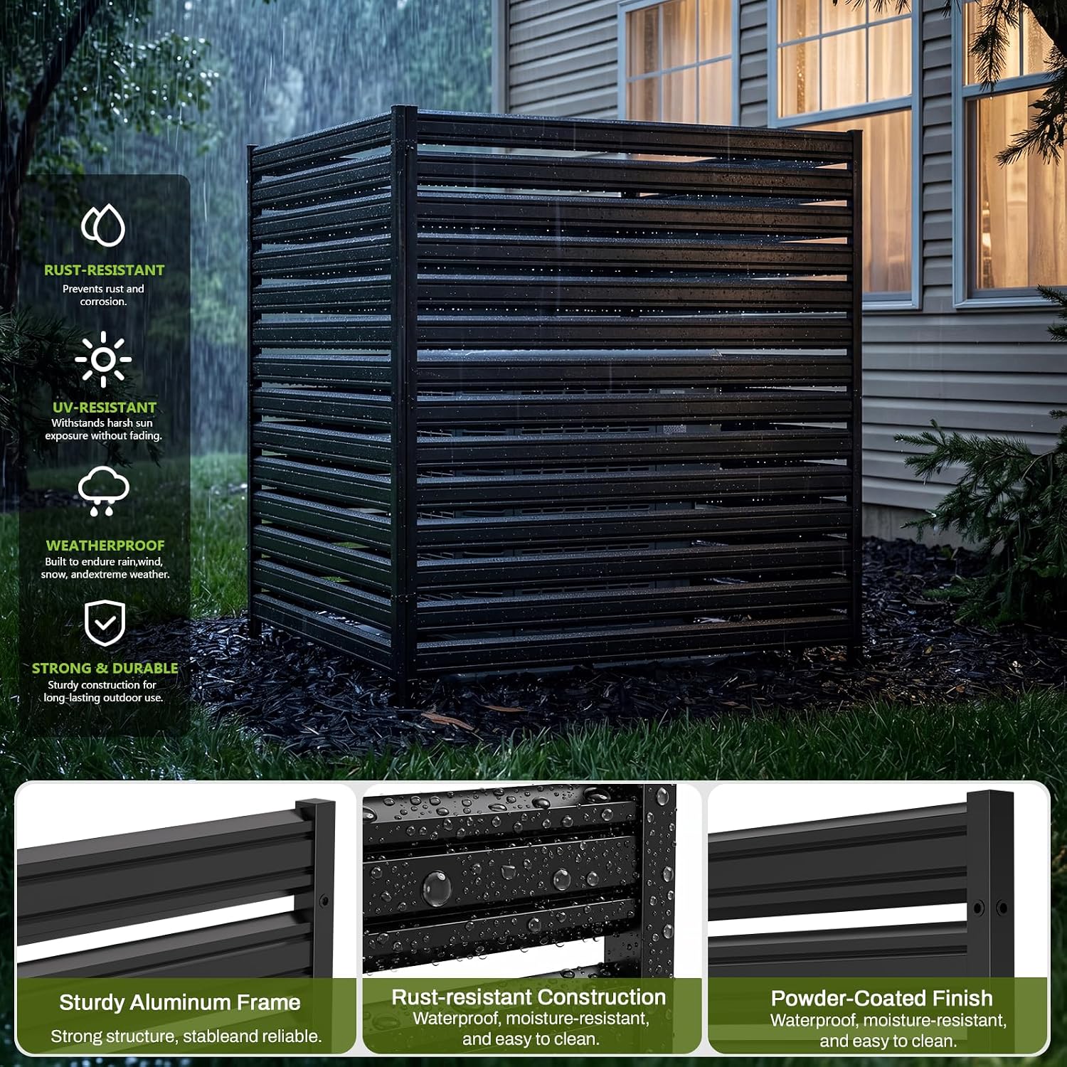 1 Panel No Dig Privacy Fence Screen, 60" H × 48" W Metal Outdoor Air Conditioner Fencing for AC Unit Cover, Hide
