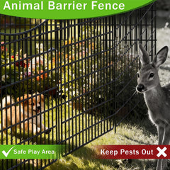 10 Panels Garden Fencing Animal Barrier with Gate, 48 in(H) X 23.6 ft(L) Dog Fence Outdoor for Yard, No Dig Temporary