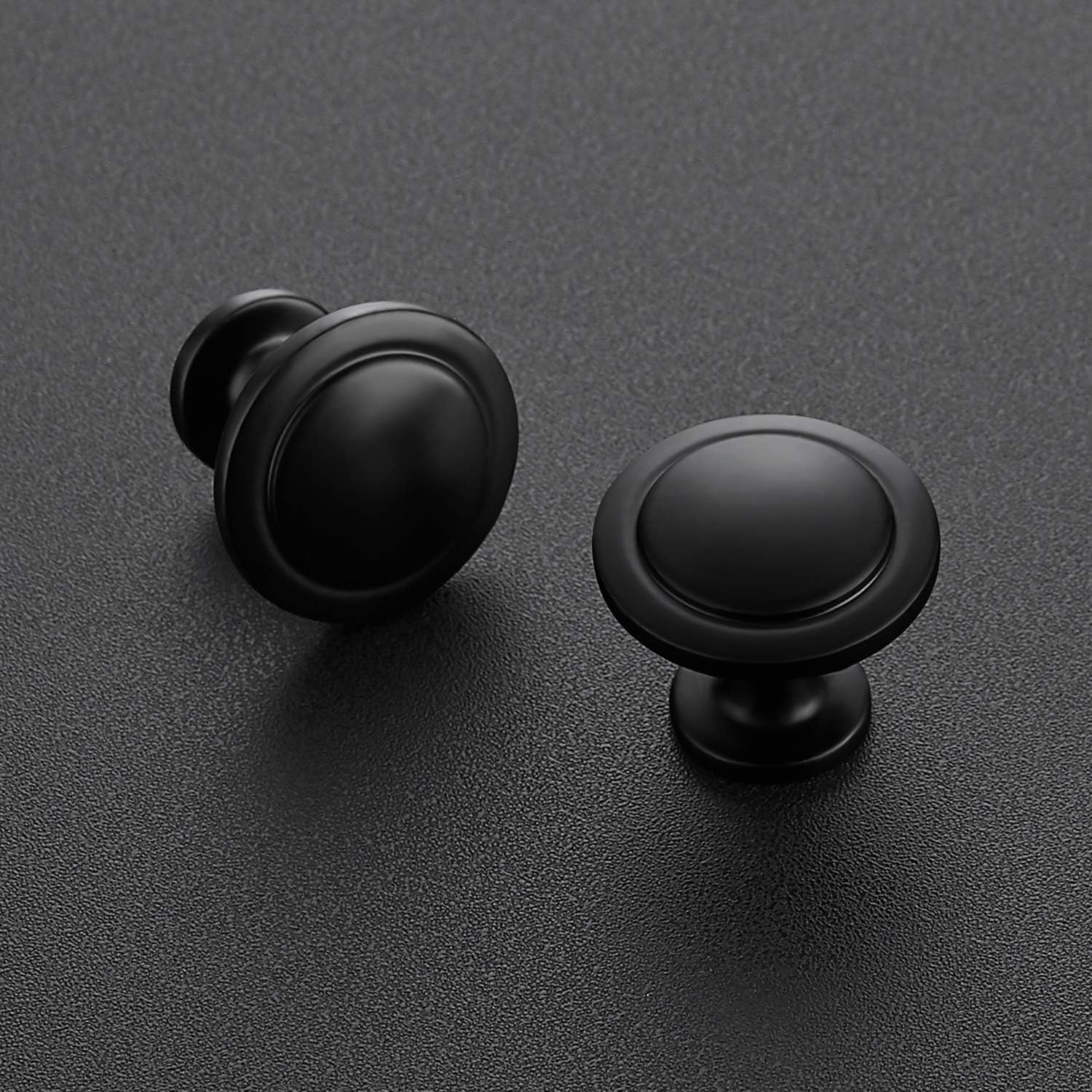 10 Pack 1-1/4 Inch Kitchen Cabinet Knobs Matte Black Zinc Pulls Door Handles Drawers