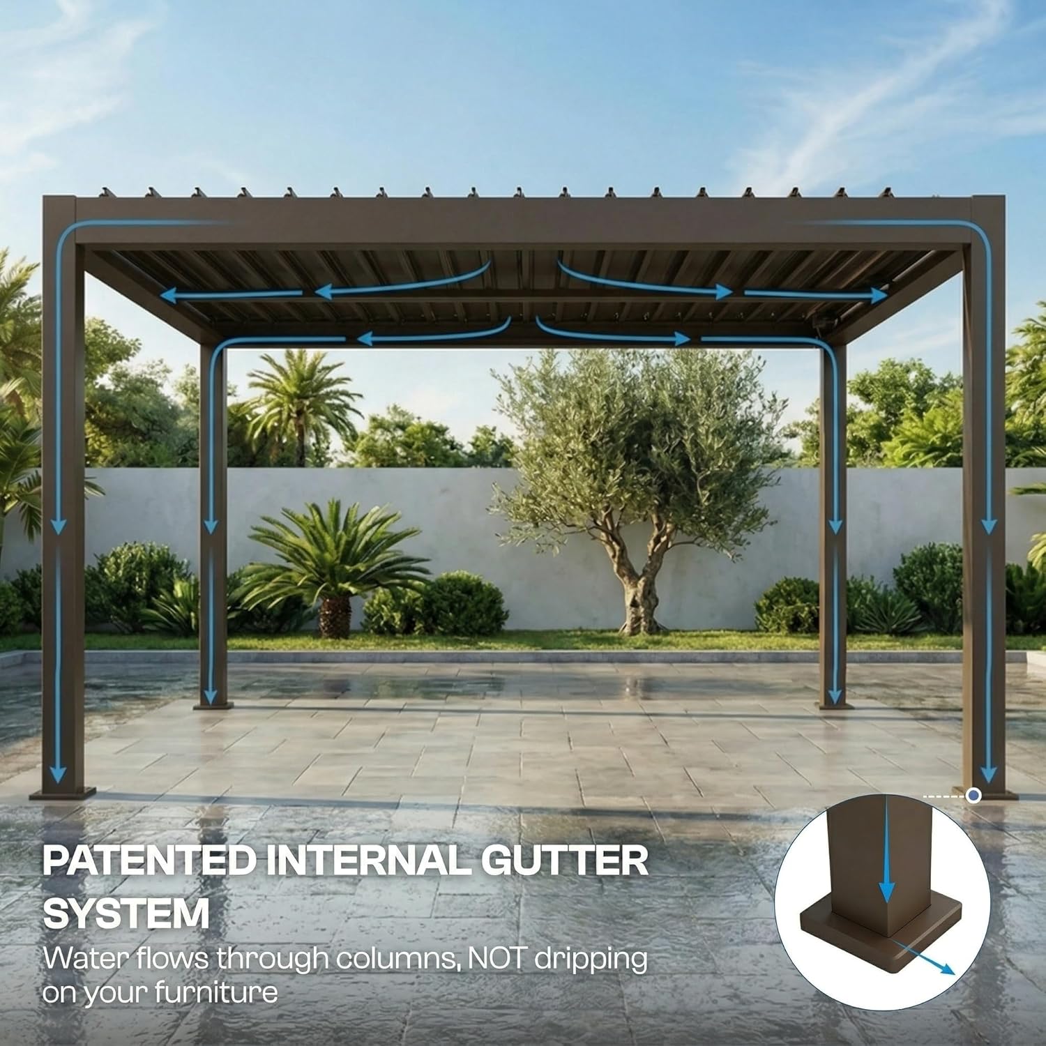 10' x 10' Louvered Pergola Outdoor Aluminum Pergola Kit with Adjustable Roof