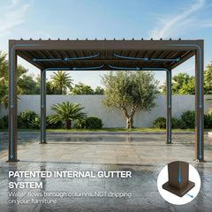 10' x 10' Louvered Pergola Outdoor Aluminum Pergola Kit with Adjustable Roof