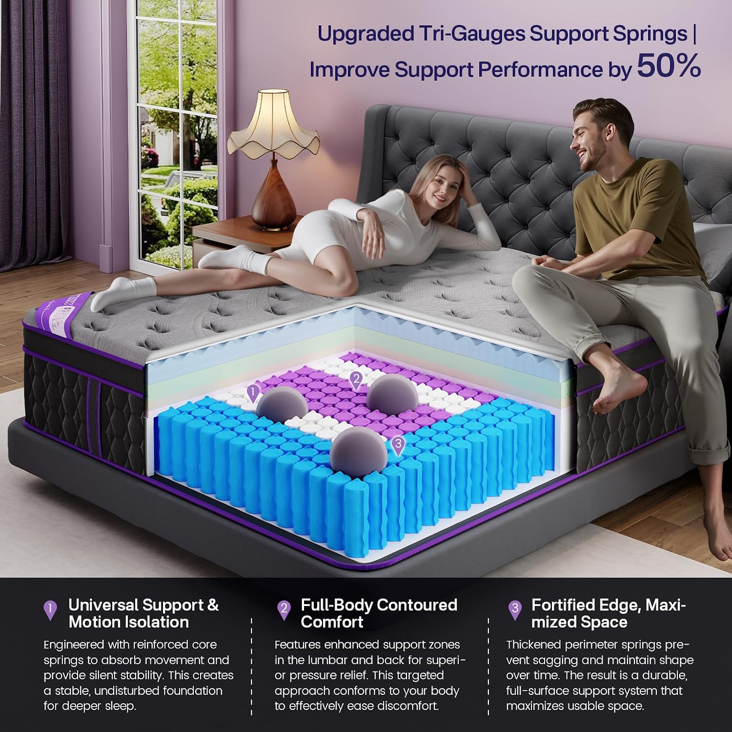 (Luxury Hotel) 14 Inch King Size Hybrid Mattress in a Box, Medium Firm | (2026 Upgraded) Mattress with Cooling-Gel
