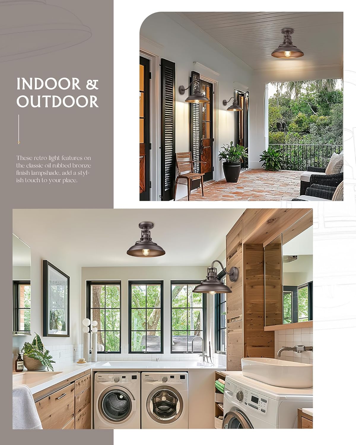 1-Light Semi Flush Mount Light Fixture, 12" Farmhouse Outdoor Ceiling Light for Hallway, Porch, Laundry, Foyer