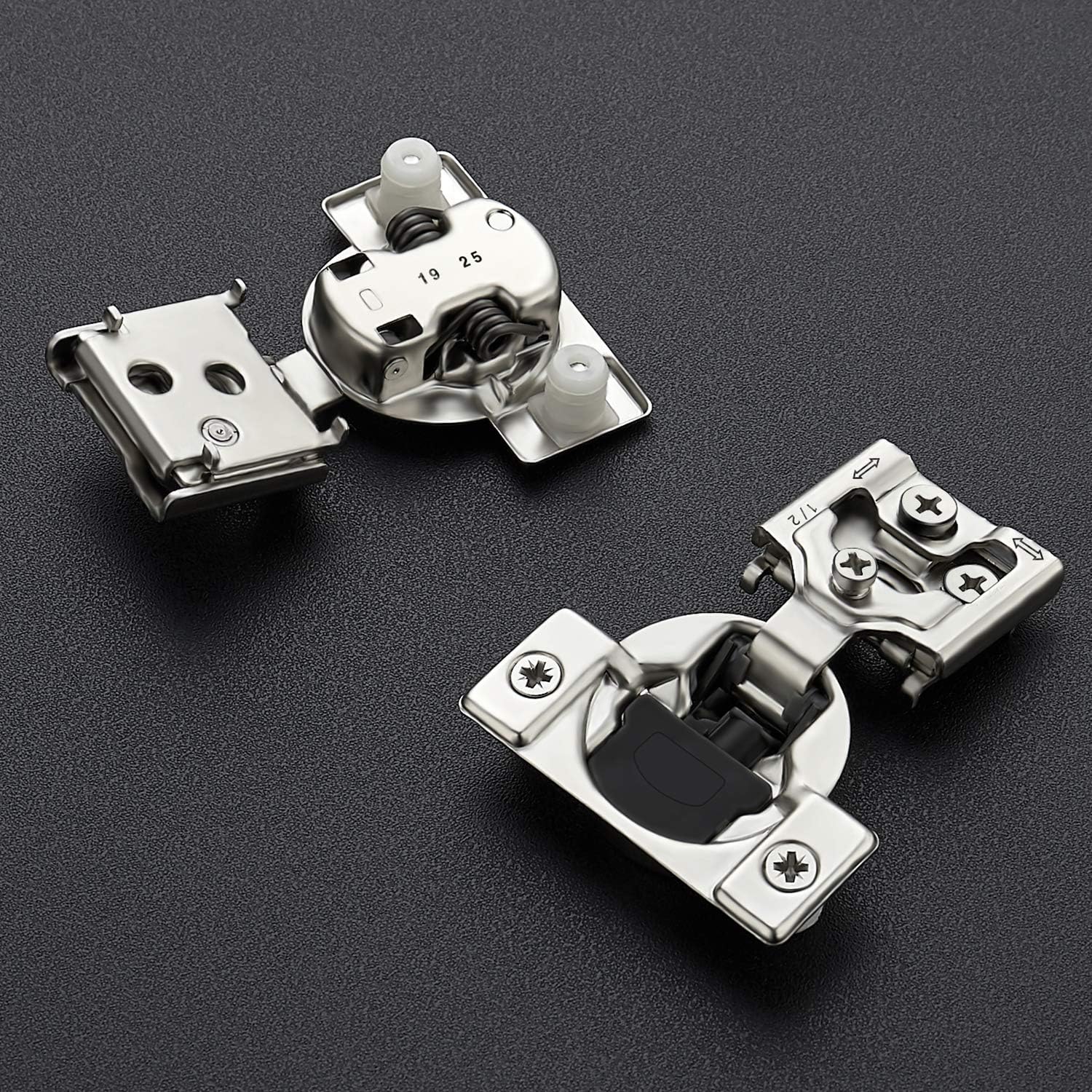 10 Pack 5 Pairs 1/2 inch Overlay Soft Close Hinges Hinges Satin Nickel Hidden Hinges Stainless Steel Concealed Hinge