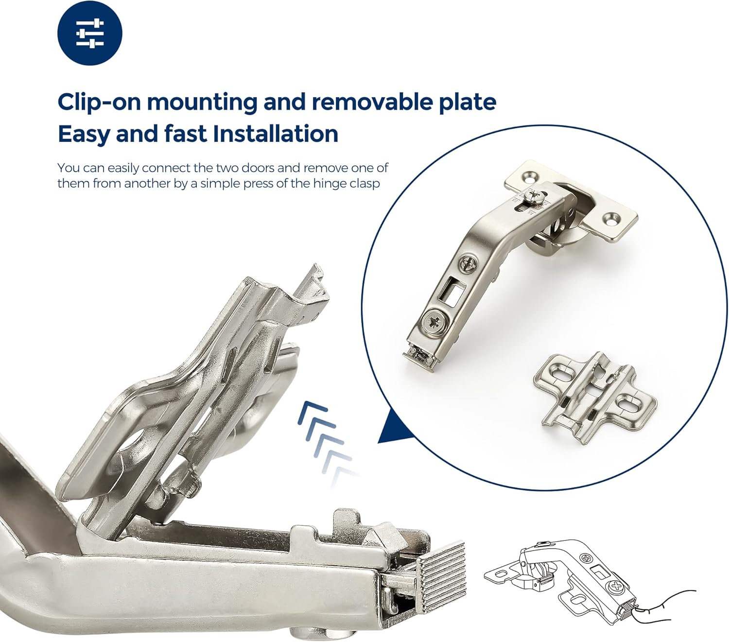 1 Pair 2 Pack Kitchen Cabinet Hinges, 135 Degree Kitchen Door Hinges Compatible with Lazy Susan Corner Cupboard .Full