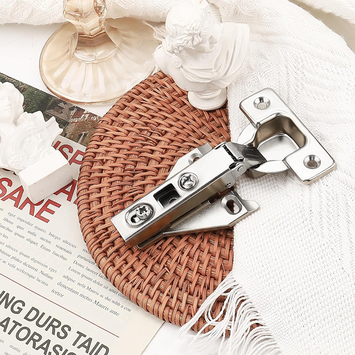1 Pair（2 Pack） Kitchen Cabinet Hinges for Face Frame Cabinet, Concealed Cabinet Hinges Brushed Nickel with Mounting