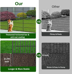 10 Panels No Dig Decorative Garden Fence with Gate - 48 in (H) x 22.6 ft (L), Dog Fence Outdoor for Yard, Rustproof