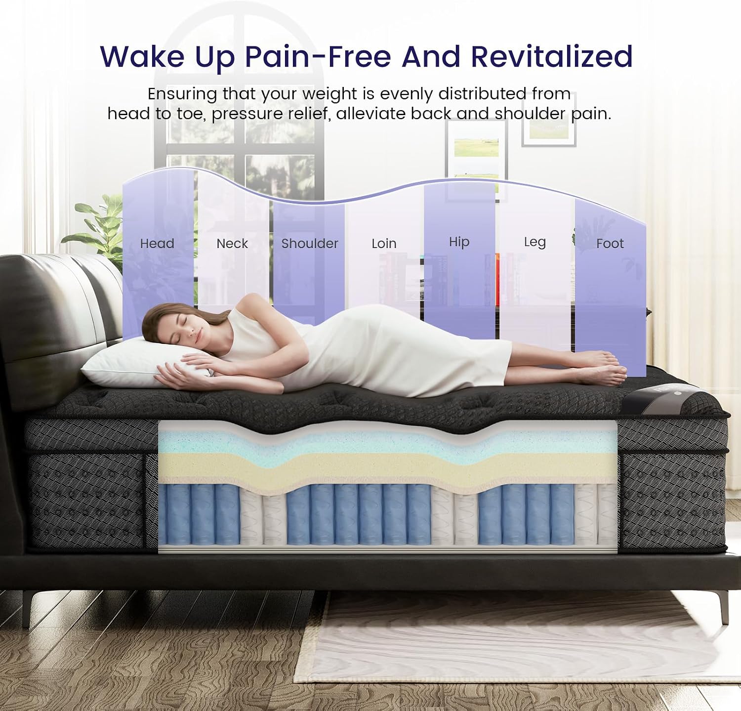 (High-End Upgraded) Luxury 12 Inch California King Size Hybrid Mattress | with Gel Memory Foam & Pocket Springs
