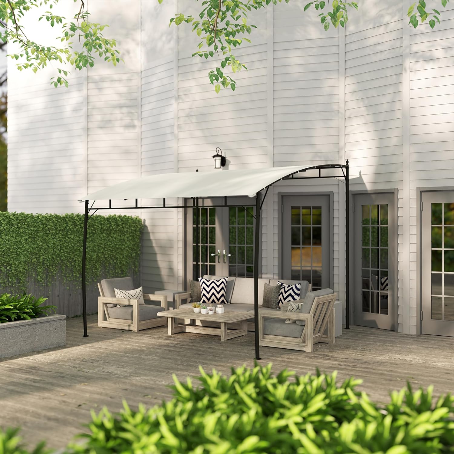 10' x 10' Outdoor Pergola Gazebo with UV-Resistant Canopy and Metal Frame, Sun Shade Shelter for Porch, Patio, Deck