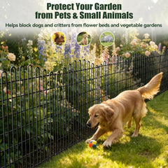 10 Panels No Dig Decorative Garden Fence, 33in H x 23.6ft L Animal Barrier Fencing, Rustproof Dog Fence Outdoor for