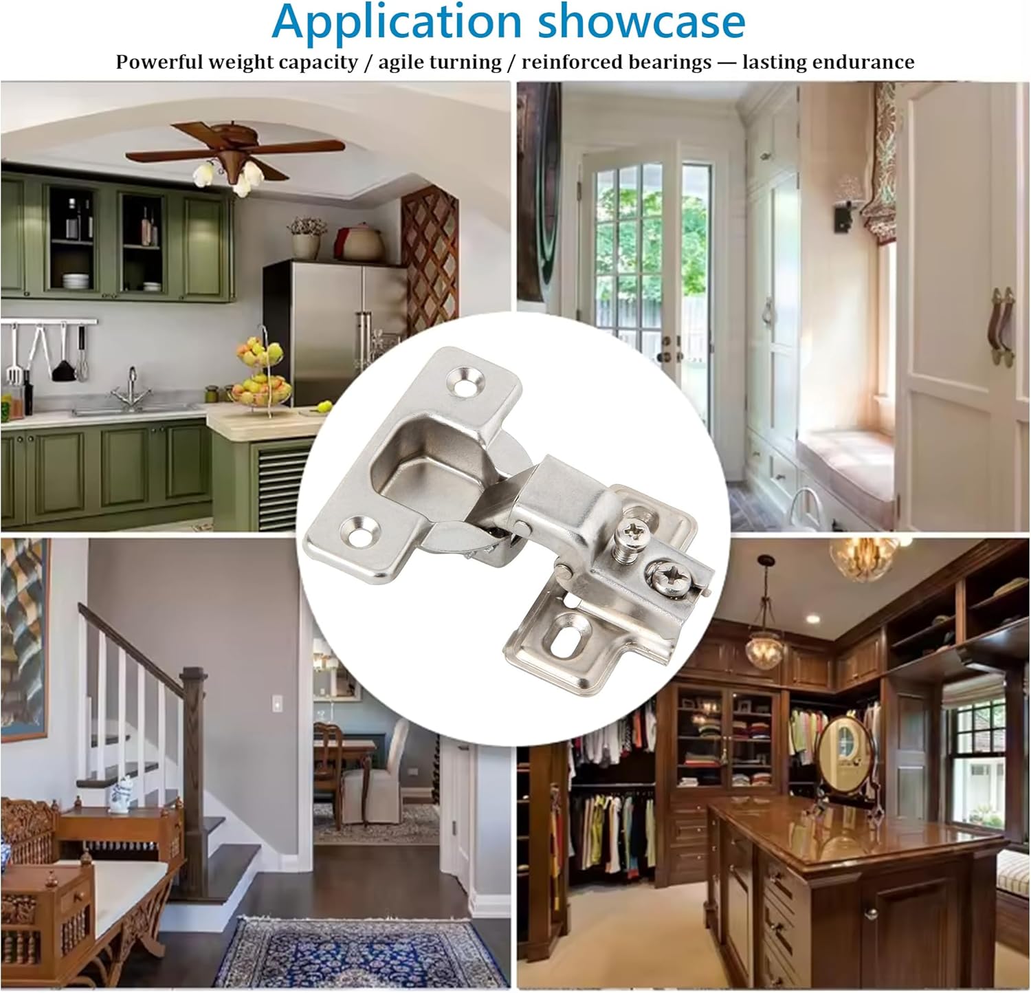 1/2 inch Overlay Concealed Cabinet Hinges, Self-Closing Short Arm European Hinge for Face Frame Cabinets, 105Deg