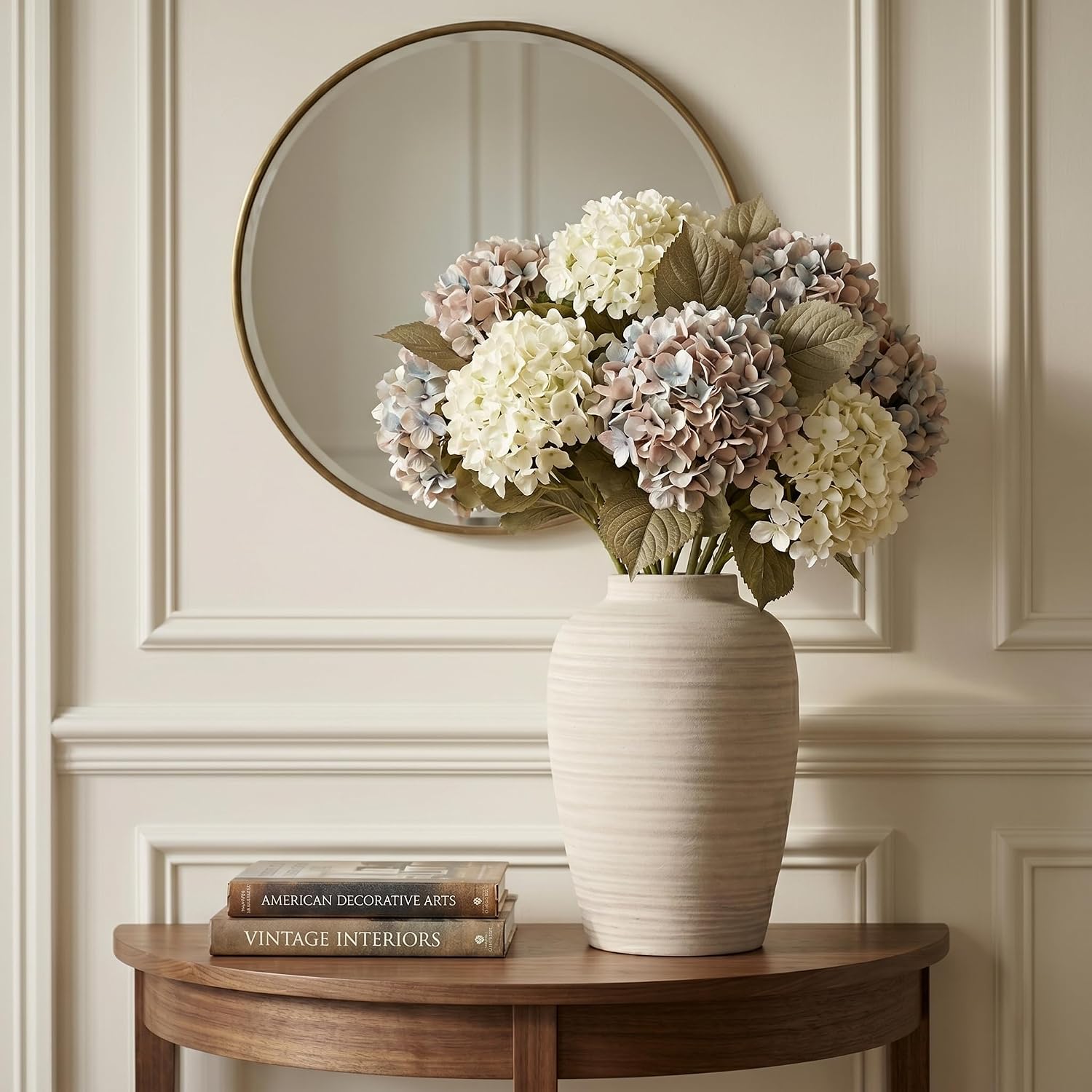 10 Inch Large Ceramic Vase Farmhouse Style Pottery Flower Vase | Handcrafted Rustic Ceramic Vase,Cream Ceramic