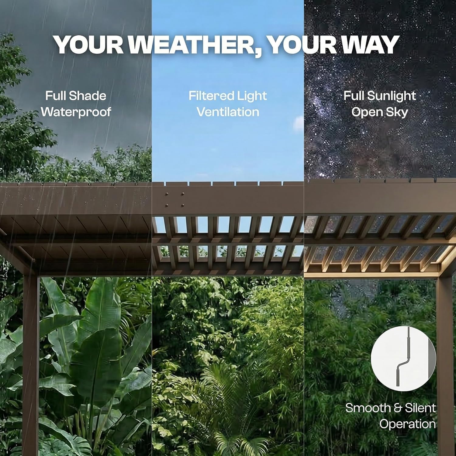 10' x 10' Louvered Pergola Outdoor Aluminum Pergola Kit with Adjustable Roof