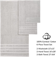 & Stitch 100% Cotton 625 GSM Bath Towel Set of 6, Ultra Soft Highly Absorbent 2 Bath Towels, 2 Hand Towels & 2