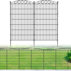 10 Panel No Dig Decorative Garden Fence - 48in H x 22.6 ft L, Tall Animal Barrier for Dogs Rabbits, Rustproof Metal