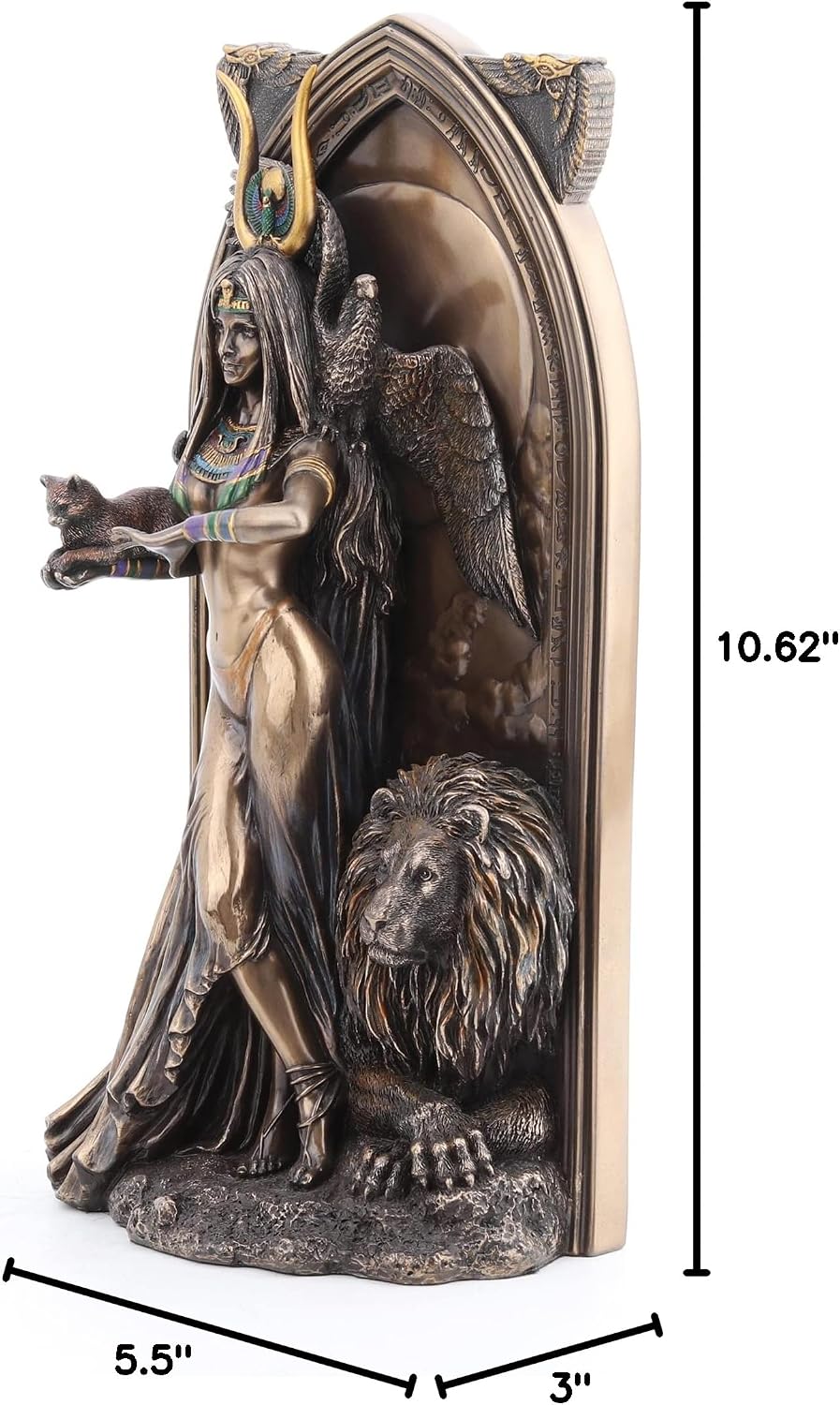 10 5/8 Inch The Priestess Egyptian Goddess Resin Statue Bronze Finish