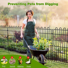 10 Panels No Dig Decorative Garden Fence with Gate for Yard, 48 in(H) X 26.25 ft(L) Animal Barrier Fencing for
