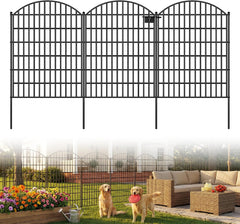 10 Panels Arched No Dig Decorative Garden Fence with Gate, 40in(H) x 25.0ft(L) Dog Fence Outdoor for Yard, Rustproof