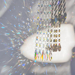 10 Pack Teardrop Crystals Garland, Crystal Teardrop Chandelier Replacement - AB Colorful Hanging Glass Crystals for
