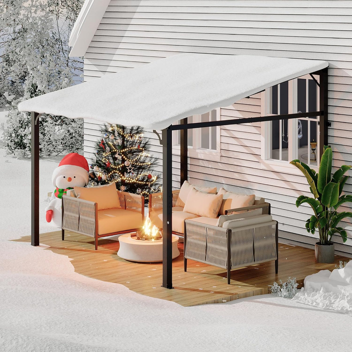 10' x 10' Lean to Gazebo, Hard Top Outdoor Pergola with Roof, Gazebos Pergola on Clearance