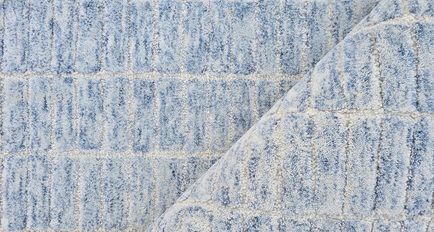 100% Authentic Capitola Tufted Handmade Woolen Area Rug Decor Office Rug (Blue, 12x15 Feet)