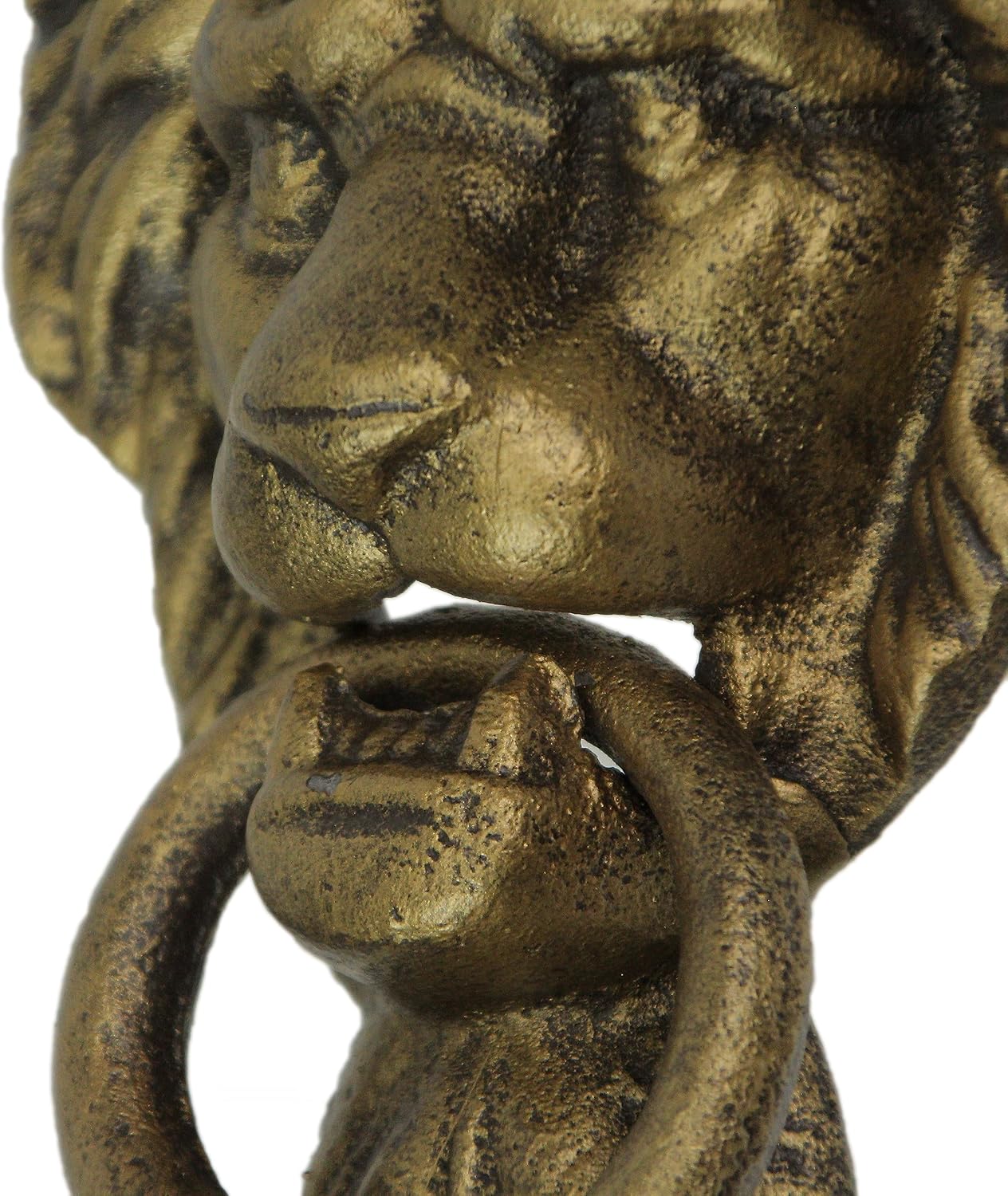 10 Inch High Bronze Finish Cast Iron Lion Head Vintage Style Door Knocker - Easy to Install