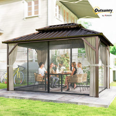10' x 14' Hardtop Gazebo with UPF50+ Double Galvanized Steel Roof Canopy