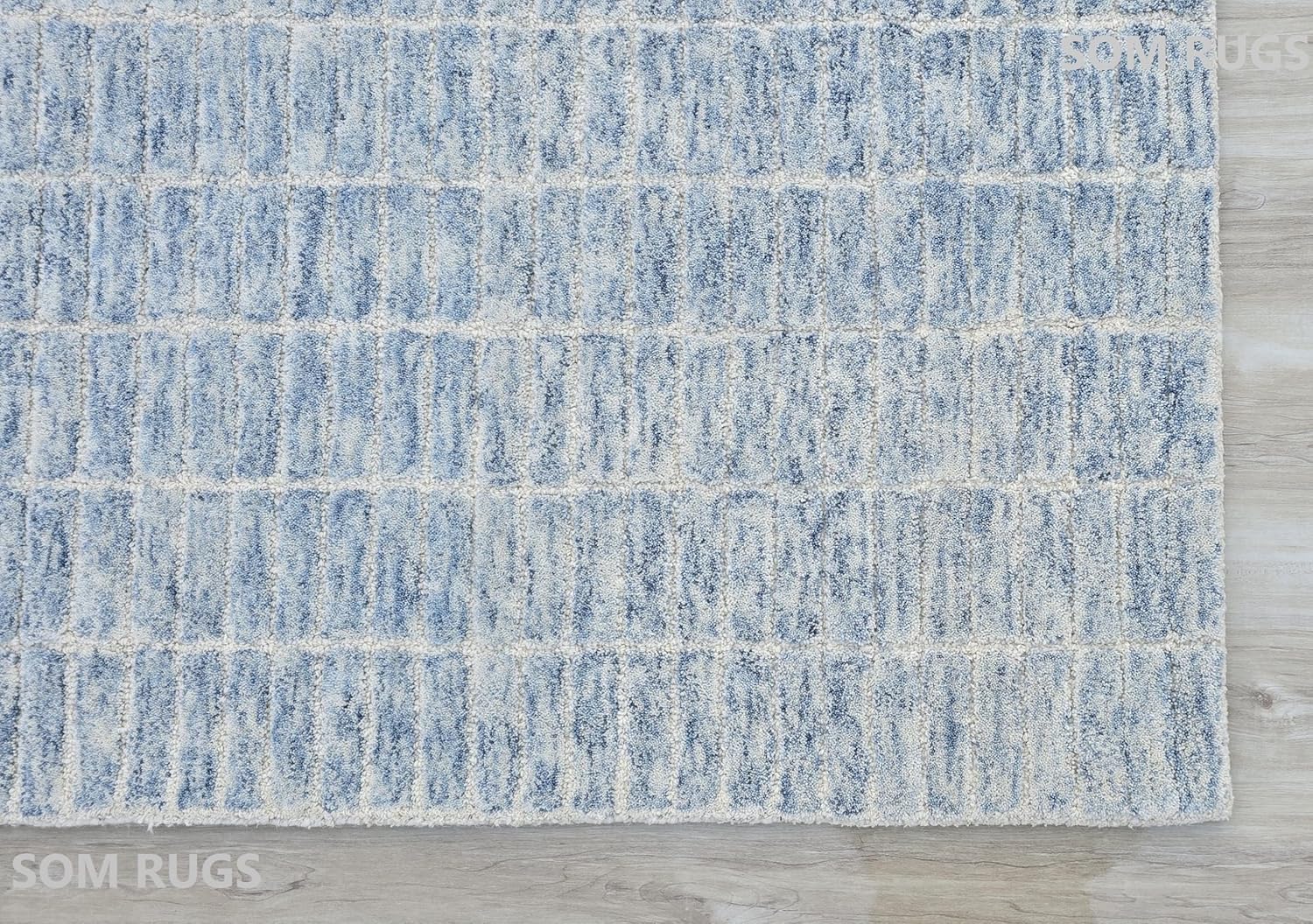 100% Authentic Capitola Tufted Handmade Woolen Area Rug Decor Office Rug (Blue, 12x15 Feet)