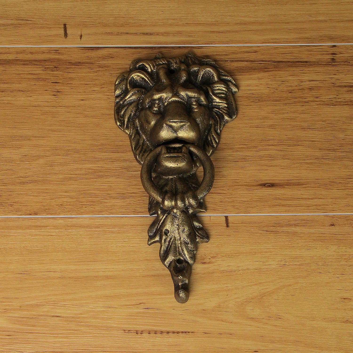 10 Inch High Bronze Finish Cast Iron Lion Head Vintage Style Door Knocker - Easy to Install